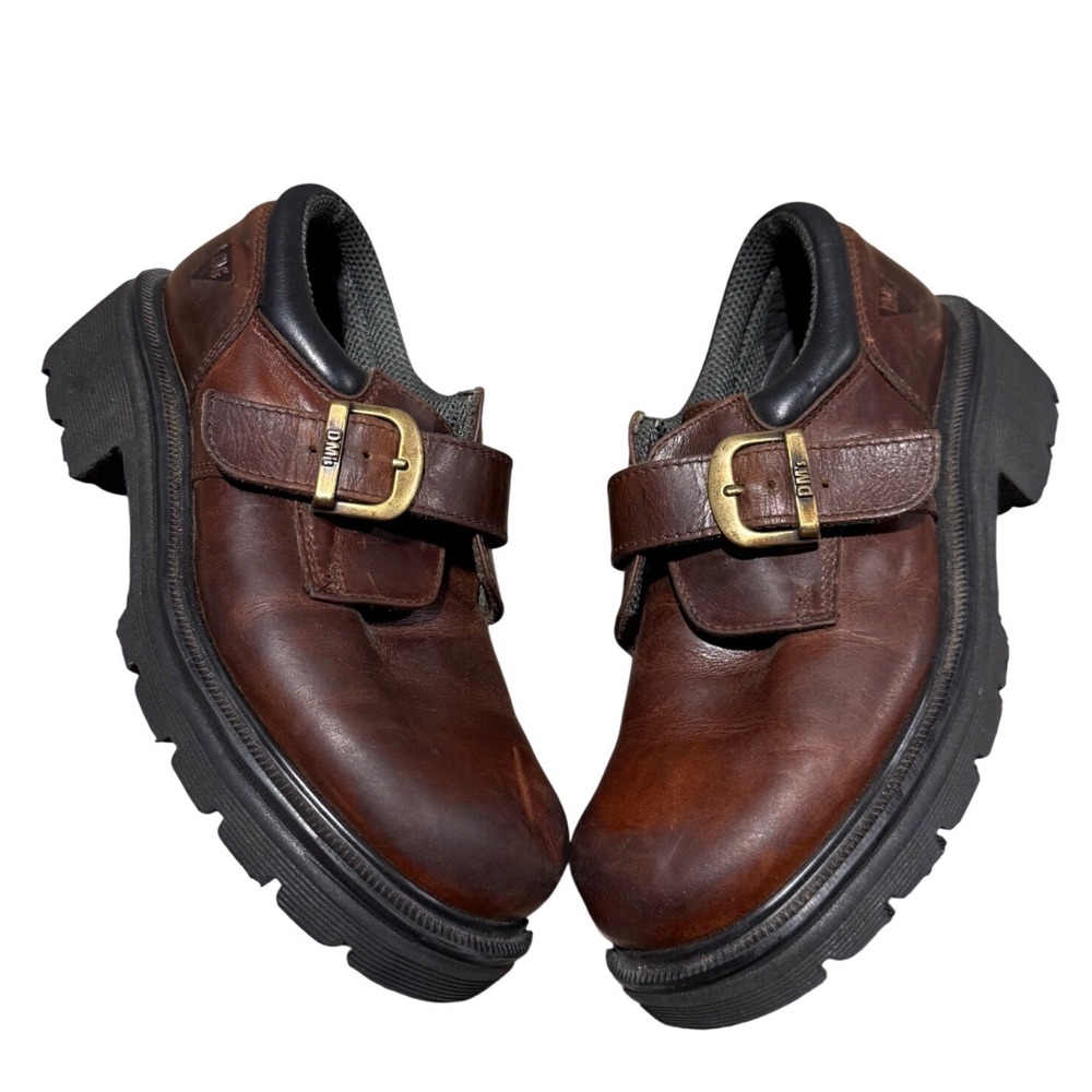 Dr Martens Brown Leather Buckle Loafers chunky  Platform Shoes size 5